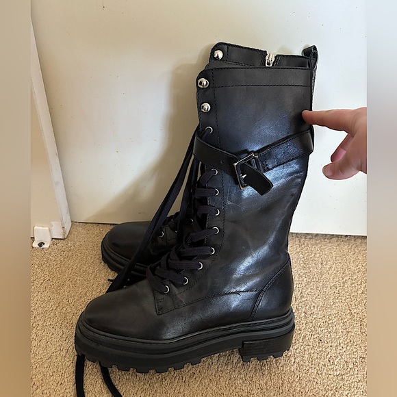 SCHUTZ Shoes - Schutz Moly Leather Combat Boots